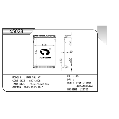 適用于 曼 TGL MT 散熱器
